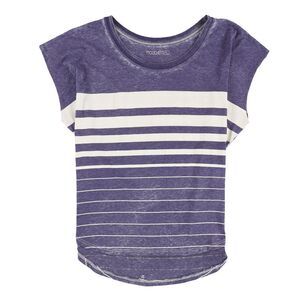Mouchette Womens Striped Burnout Basic T-Shirt, Purple, NWT
